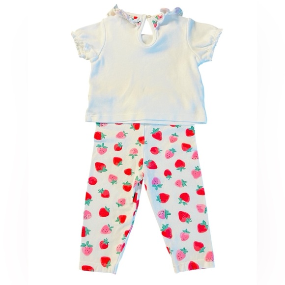 Cath Kids London White and Red Strawberry Kids Matching Set Size 3-6 Months - Picture 2 of 6